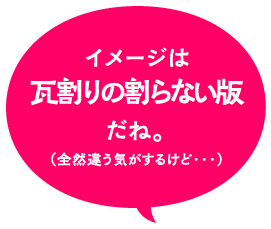 イメージは瓦割りの割らない版だね。（全然違う気がするけど・・・）